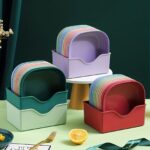 10 Pcs Reusable Snack Plate Set with Stand – Food Grade Plastic Multi-Function Spit Bone Dish / Side Plates (Mix Colour)
