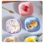 10 Pcs Reusable Snack Plate Set with Stand – Food Grade Plastic Multi-Function Spit Bone Dish / Side Plates (Mix Colour)