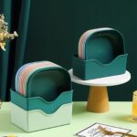 10 Pcs Reusable Snack Plate Set with Stand – Food Grade Plastic Multi-Function Spit Bone Dish / Side Plates (Mix Colour)