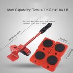 Easy Heavy Furniture Shifting Lifter & Mover Tool Set – 5 Pcs (1 Iron Pry Bar + 4 Wheeled Corner Movers, 200kg Each)