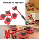 Easy Heavy Furniture Shifting Lifter & Mover Tool Set – 5 Pcs (1 Iron Pry Bar + 4 Wheeled Corner Movers, 200kg Each)